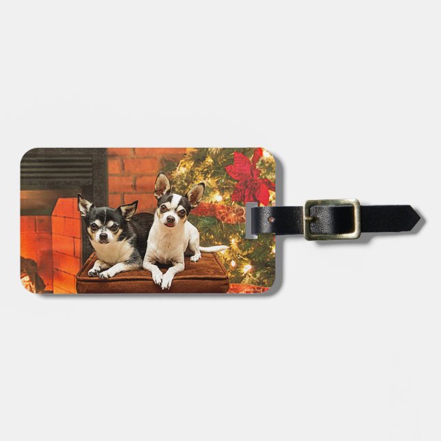 Christmas Chihuahua’s Luggage Tag (Front Horizontal)