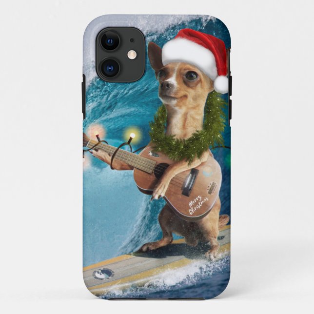 Christmas Chihuahua Surfing Case-Mate iPhone Case (Back)