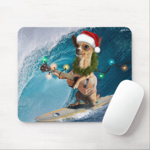 Christmas Chihuahua Surfing Mouse Mat