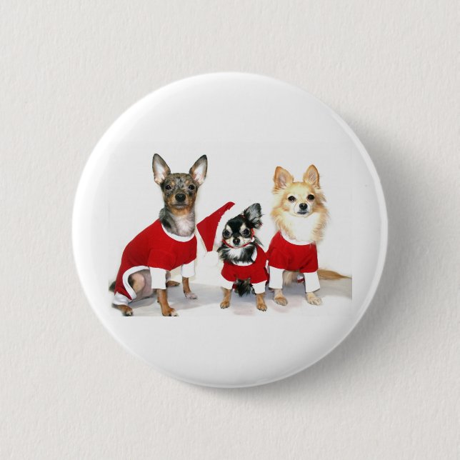 Christmas Chihuahuas 6 Cm Round Badge (Front)