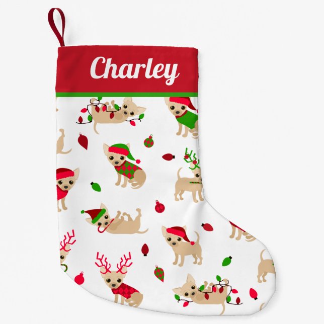 Christmas Chihuahuas Small Christmas Stocking (Front)