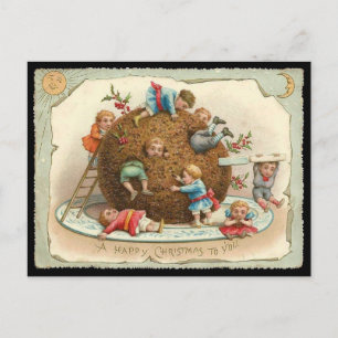 Christmas Children in Giant Pudding Holiday Postcard