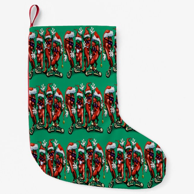 Christmas Chilli Peppers Small Christmas Stocking (Front)