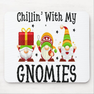 Christmas Chillin With My Gnomies Santa Hat Gnome Mouse Mat