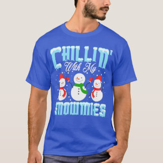 Christmas Chillin With My Snowmies Winter Santa vi T-Shirt