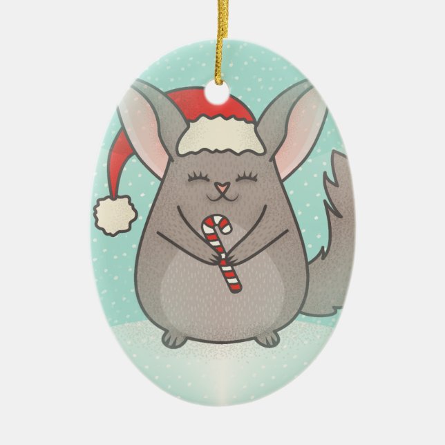christmas chinchillas ceramic tree decoration (Front)