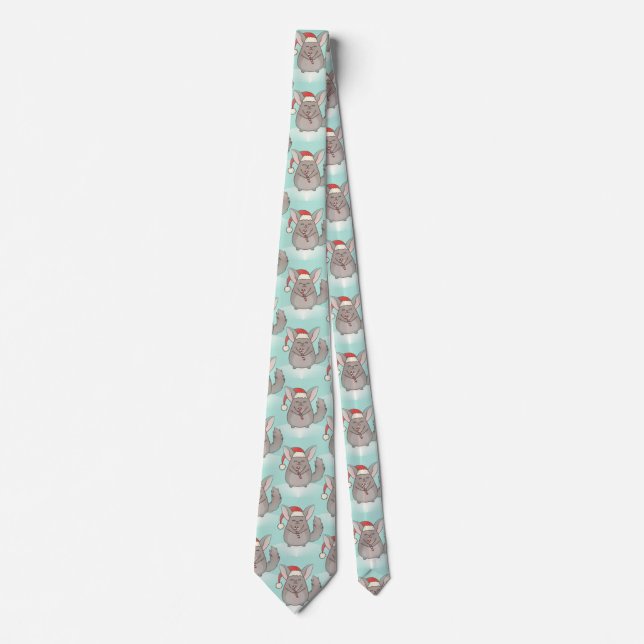 christmas chinchillas xmas menswear mens neck tie (Front)