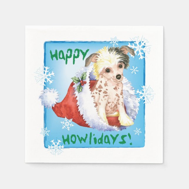 Christmas Chinese Crested Napkins (Front)