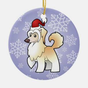 Christmas Chinese Crested (powderpuff) Ceramic Tree Decoration