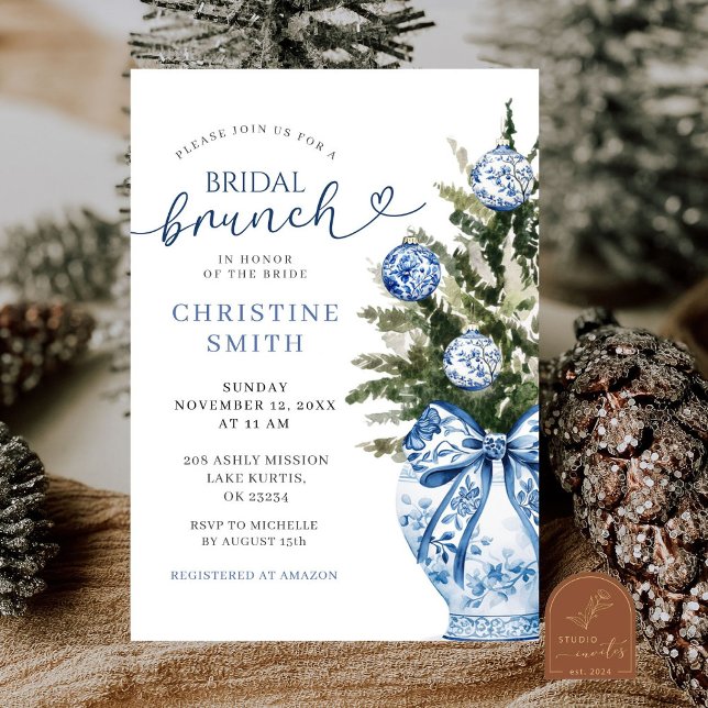 Christmas Chinoiserie Bridal Brunch Invitation (Creator Uploaded)