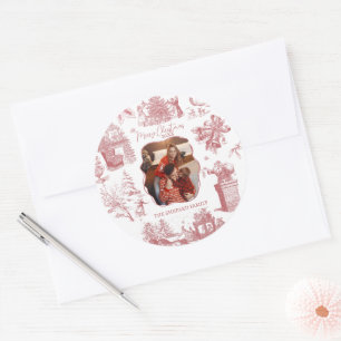 Christmas Chinoiserie Photo Classic Round Sticker