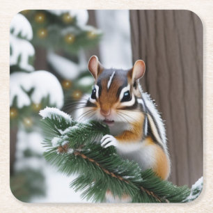 Christmas Chipmunk Paper Coasters