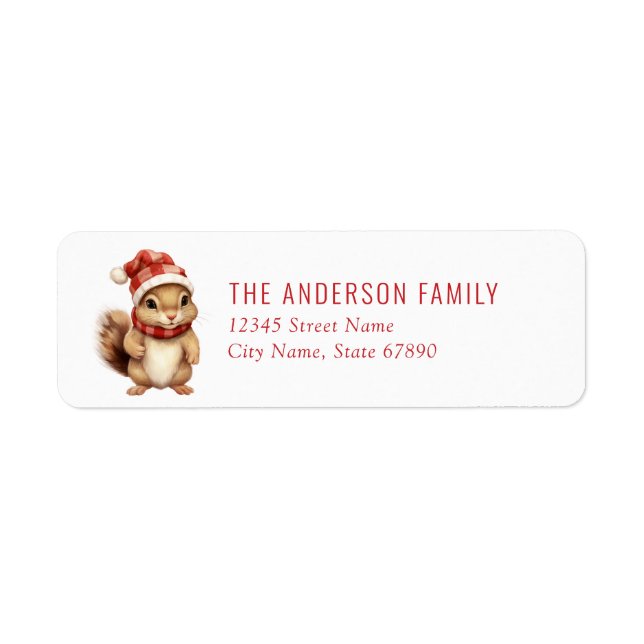 Christmas Chipmunk Return Address Labels (Front)