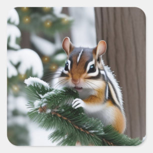Christmas Chipmunk Stickers