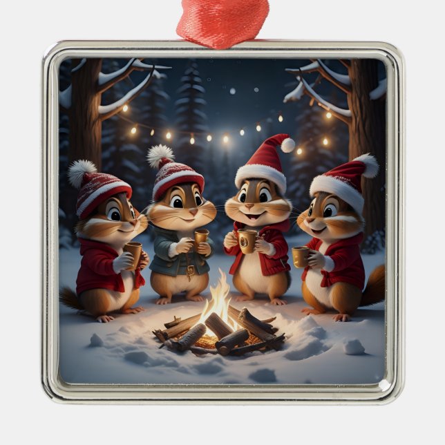 Christmas Chipmunks Ornament (Front)