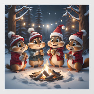 Christmas Chipmunks Window Cling
