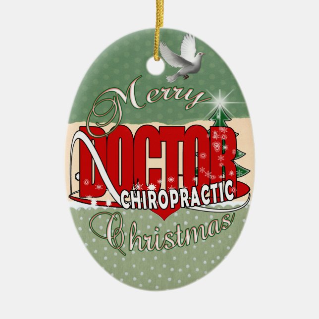 CHRISTMAS CHIROPRACTIC DOCTOR CERAMIC TREE DECORATION (Front)