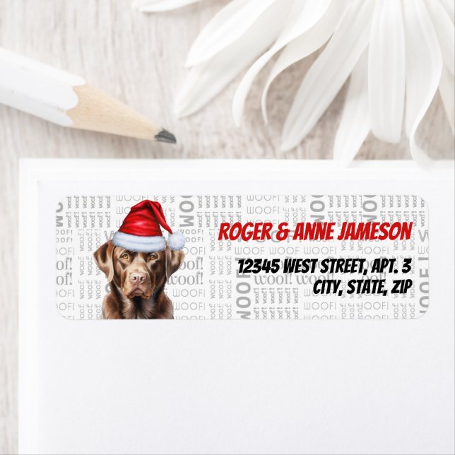 Christmas Chocolate Lab Dog with Name Address (Insitu)