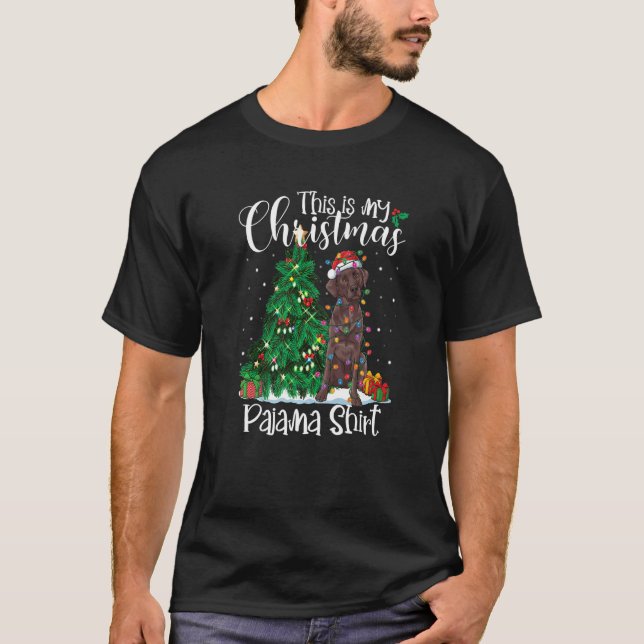 Christmas Chocolate Lab Labrador Pajama Dog Xmas T-Shirt (Front)