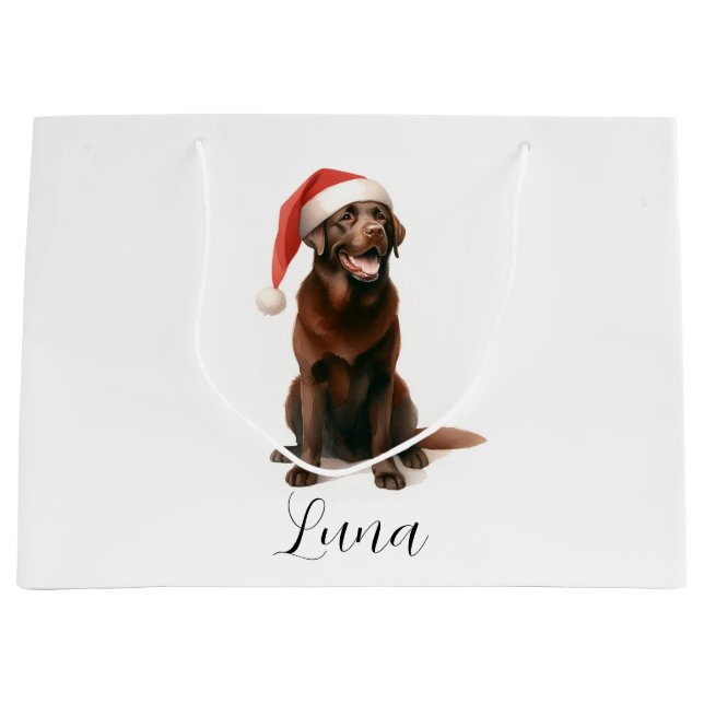 Christmas Chocolate Labrador Dog Hat Gift Bag (Front)