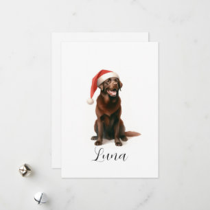 Christmas Chocolate Labrador Dog Hat Holiday Card