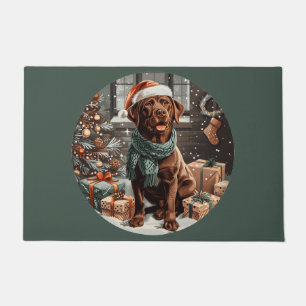 Christmas Chocolate Labrador Retriever Dog Doormat