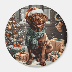 Christmas Chocolate Labrador Retriever Dog Magnet