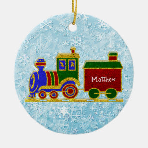 Christmas Choo Choo Train Personalise Ceramic Tree Decoration