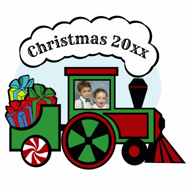 Christmas Choo Choo Train Photo Dated Photo Sculpture Decoration (Front)