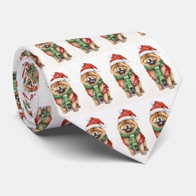Christmas Chow Chow In Snowflakes Tie (Rolled)