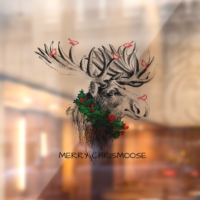Christmas Chrismoose Moose Birds Window Cling (Sheet 2)