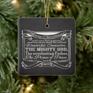 Christmas Christian Chalkboard Bible Scripture Ceramic Ornament