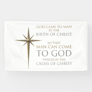 Christmas Christian Faith Star: Birth & Cross Banner