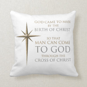 Christmas Christian Faith Star: Birth & Cross Cushion