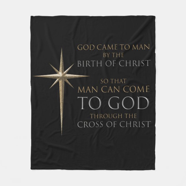Christmas Christian Faith Star: Birth & Cross Fleece Blanket (Front)