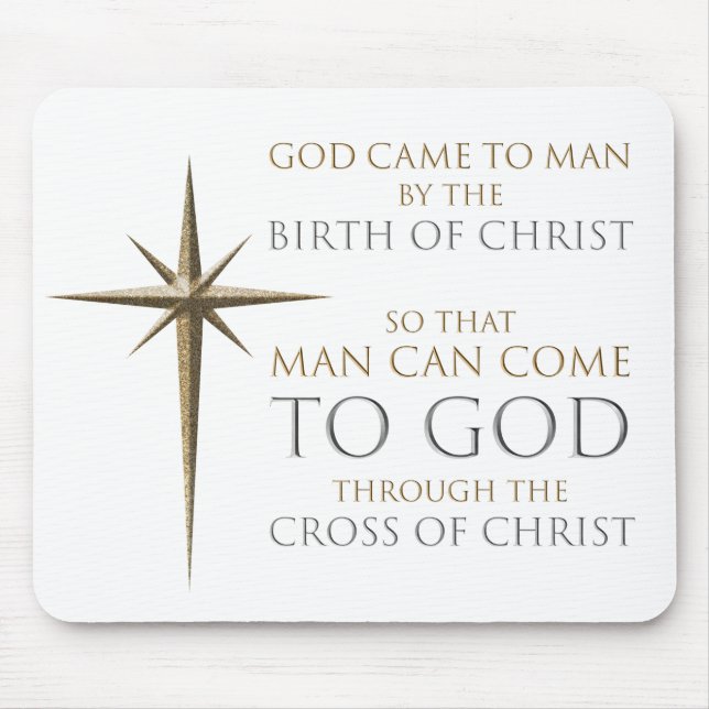 Christmas Christian Faith Star: Birth & Cross Mouse Mat (Front)