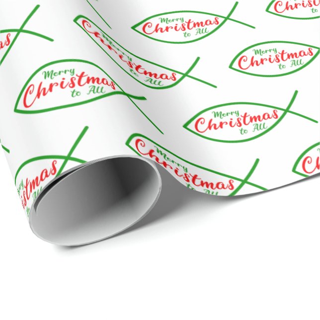 Christmas Christian Fish Religious Ichthys Ichthus Wrapping Paper (Roll Corner)