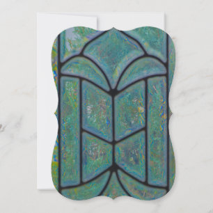 Christmas Christian Glory God stained glass & pine Holiday Card