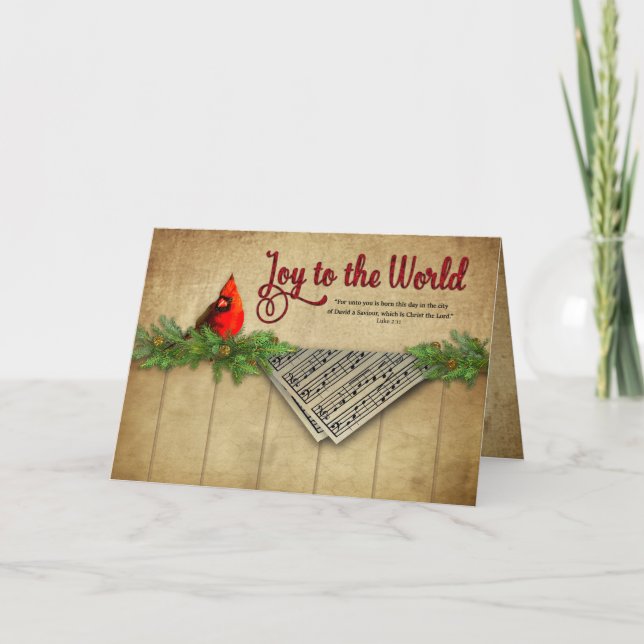 Christmas, Christian, Joy to the World, Cardinal, Card (Front)