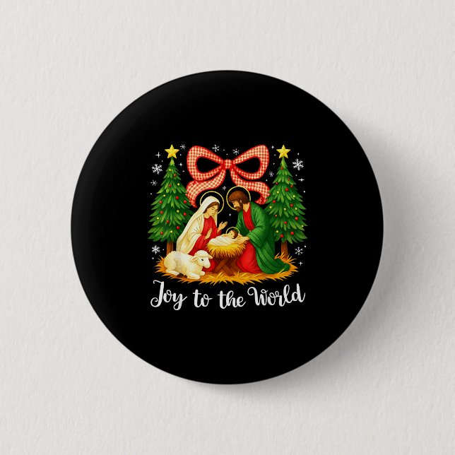Christmas Christian Joy To The World Coquette Jesu 6 Cm Round Badge (Front)