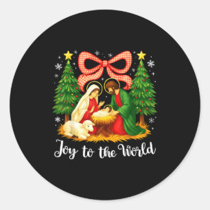 Christmas Christian Joy To The World Coquette Jesu Classic Round Sticker