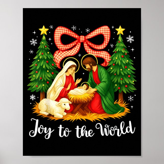 Christmas Christian Joy To The World Coquette Jesu Poster (Front)
