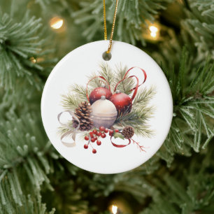 Christmas Christian Personalised Rustic Ceramic Tree Decoration