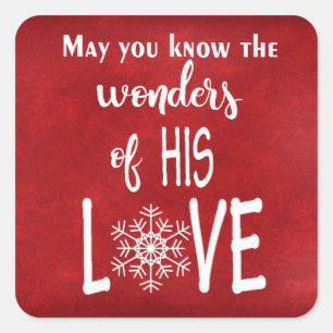 Christmas Christian Quote On Red Square Sticker