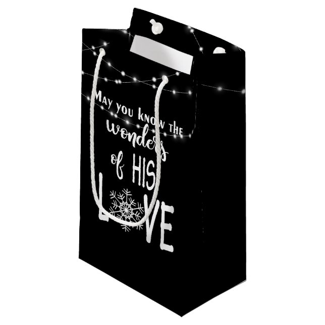 Christmas Christian Quote with Lights Small Gift Bag (Front Angled)