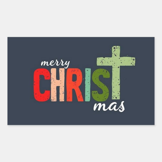Christmas Christian Text Inspirational  Rectangular Sticker (Front)