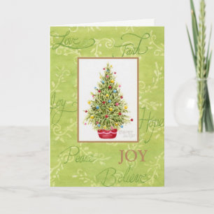  Christmas Christian Tree  n Red Pot Greeting Card
