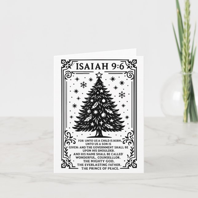 Christmas Christian Tree To Us A Child Is Born Isa Card (Front)