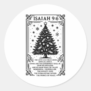 Christmas Christian Tree To Us A Child Is Born Isa Classic Round Sticker