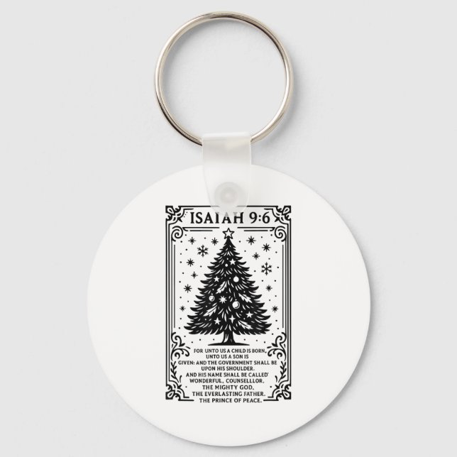 Christmas Christian Tree To Us A Child Is Born Isa Key Ring (Front)